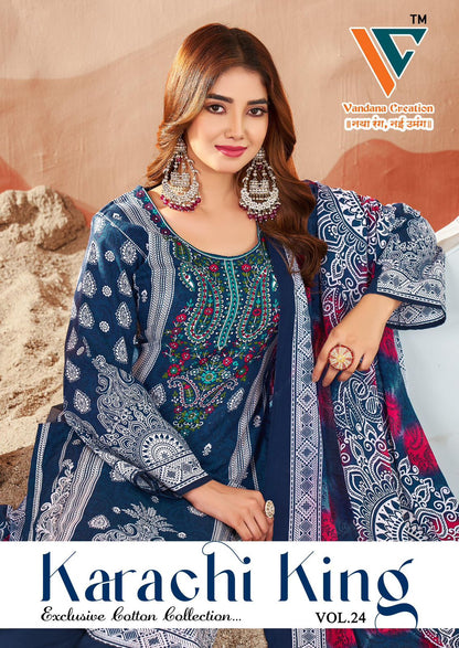 Karachi King Vol 24 Vandana Creation Cotton Pant Style Suits Supplier