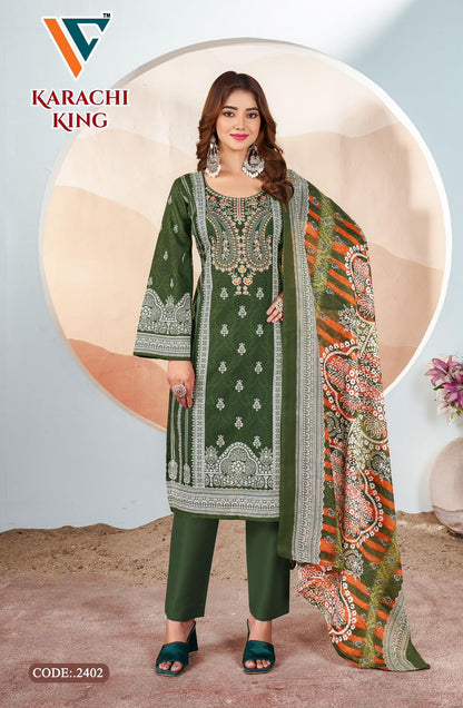 Karachi King Vol 24 Vandana Creation Cotton Pant Style Suits Supplier