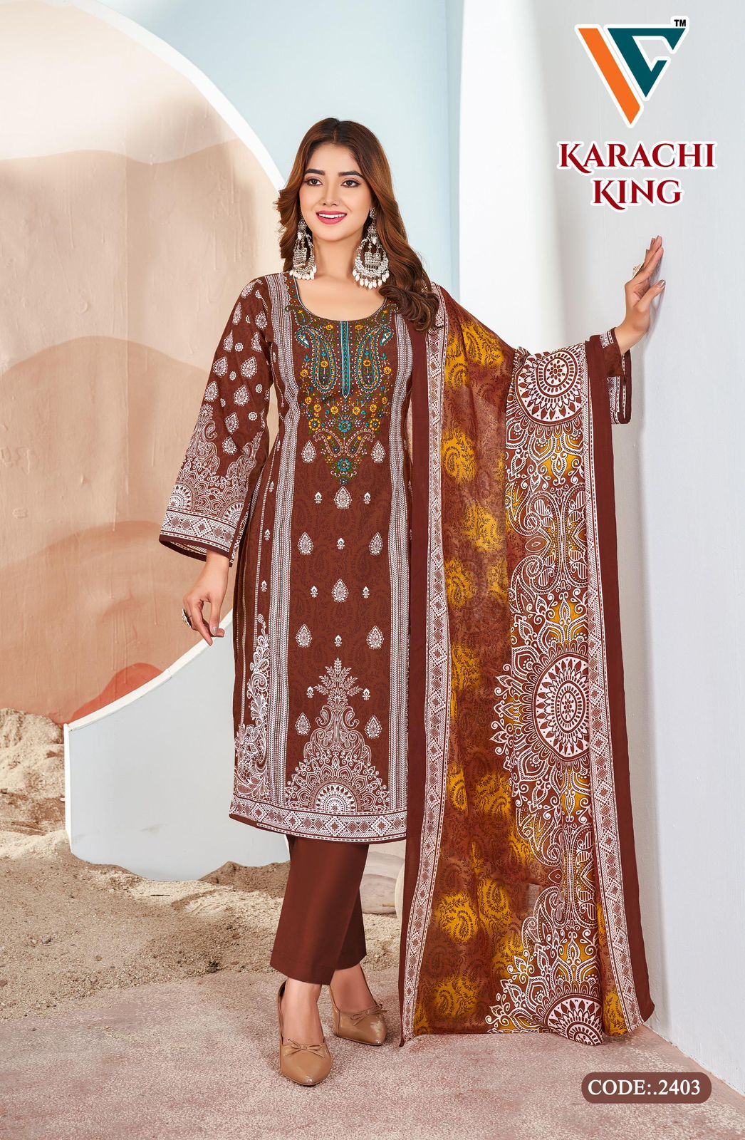 Karachi King Vol 24 Vandana Creation Cotton Pant Style Suits Supplier