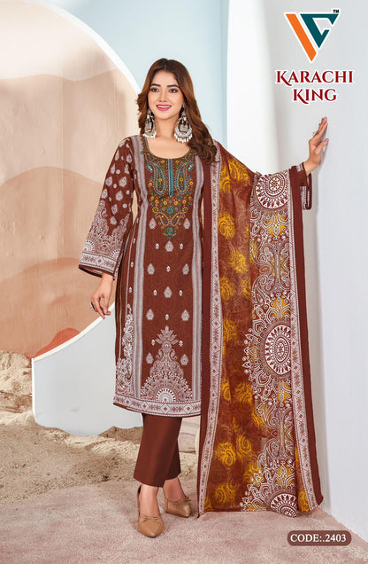 Karachi King Vol 24 Vandana Creation Cotton Pant Style Suits Supplier
