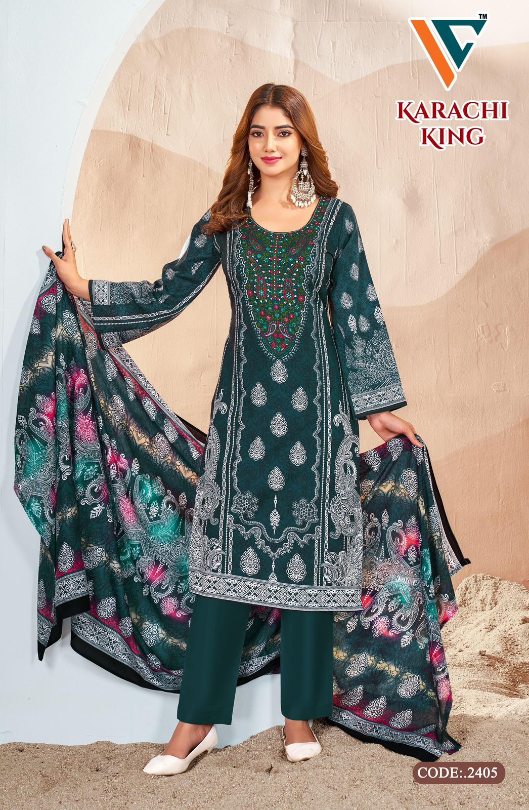Karachi King Vol 24 Vandana Creation Cotton Pant Style Suits Supplier