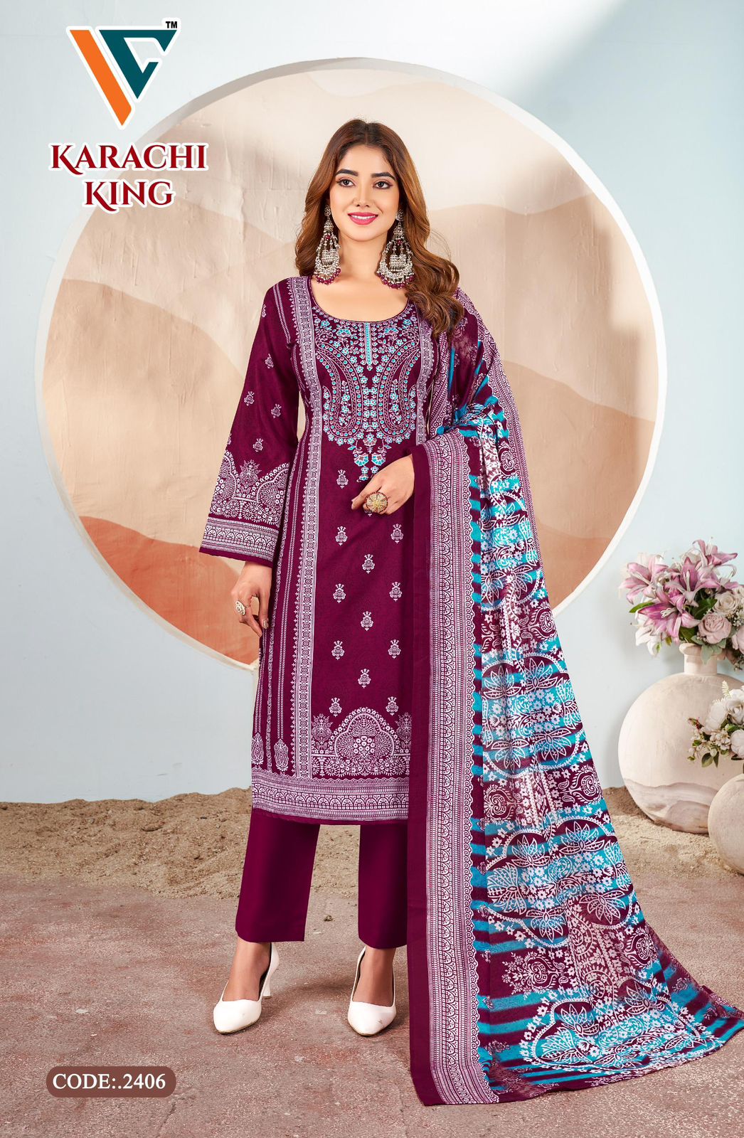 Karachi King Vol 24 Vandana Creation Cotton Pant Style Suits Supplier