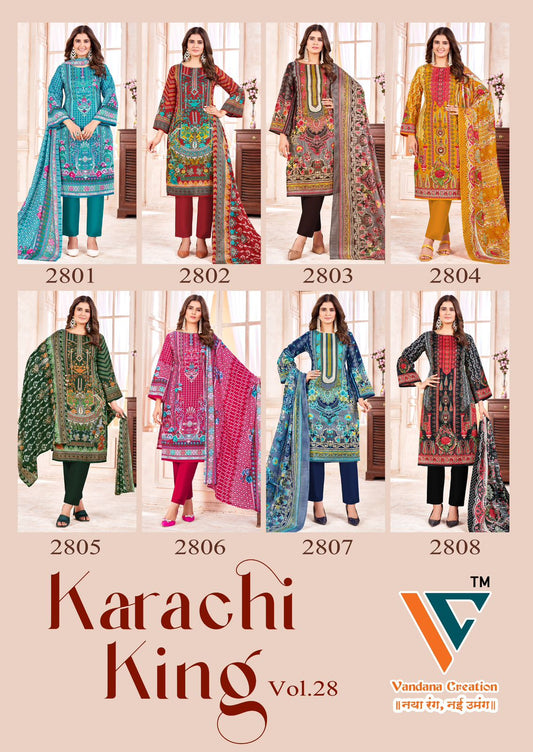 Karachi King Vol 28 Vandana Creation Cotton Pant Style Suits Wholesaler Ahmedabad