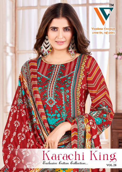 Karachi King Vol 28 Vandana Creation Cotton Pant Style Suits Wholesaler Ahmedabad