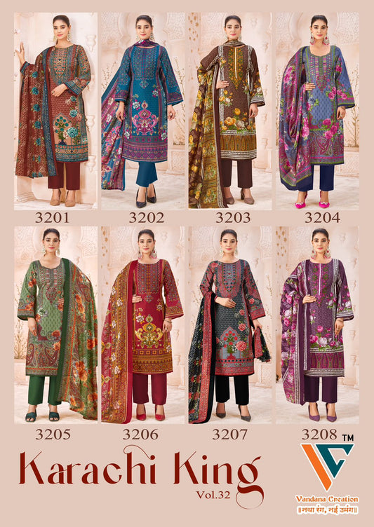 Karachi King Vol 32 Vandana Creation Cotton Pant Style Suits Exporter