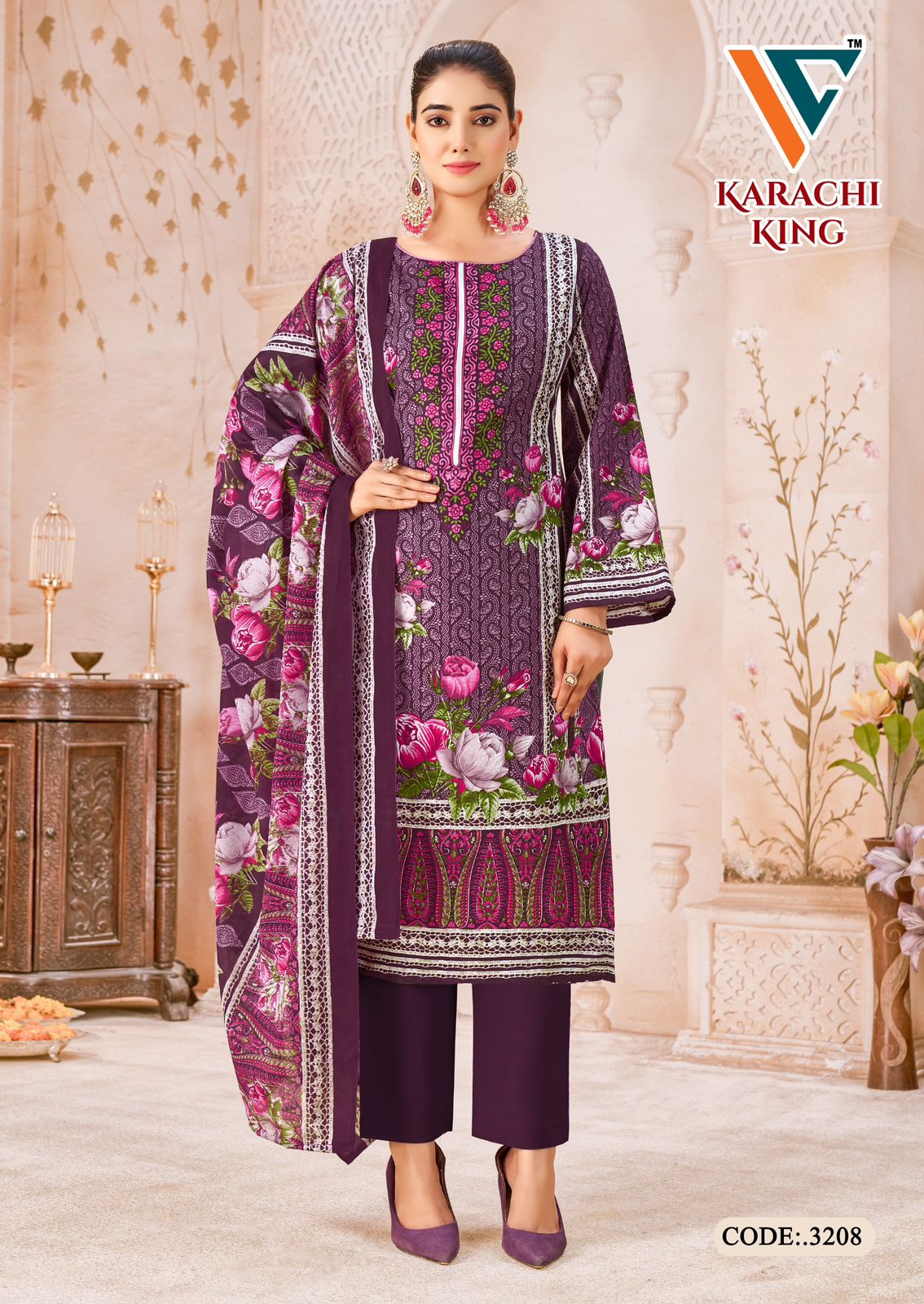 Karachi King Vol 32 Vandana Creation Cotton Pant Style Suits Exporter