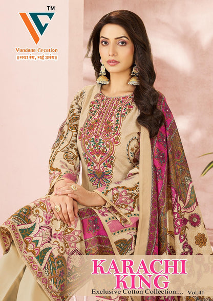 Karachi King Vol 41 Vandana Creation Mix Cotton Pant Style Suits Manufacturer India