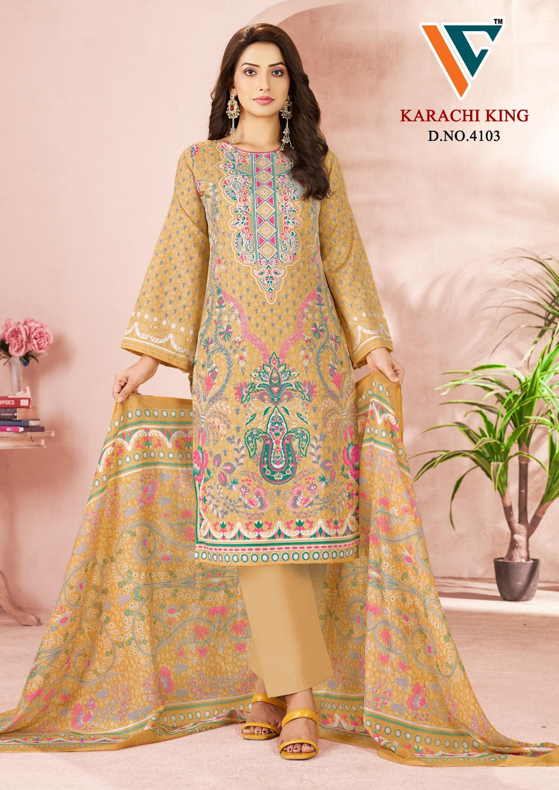 Karachi King Vol 41 Vandana Creation Mix Cotton Pant Style Suits Manufacturer India