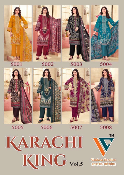 Karachi King Vol 5 Vandana Creation Cotton Pant Style Suits Wholesaler