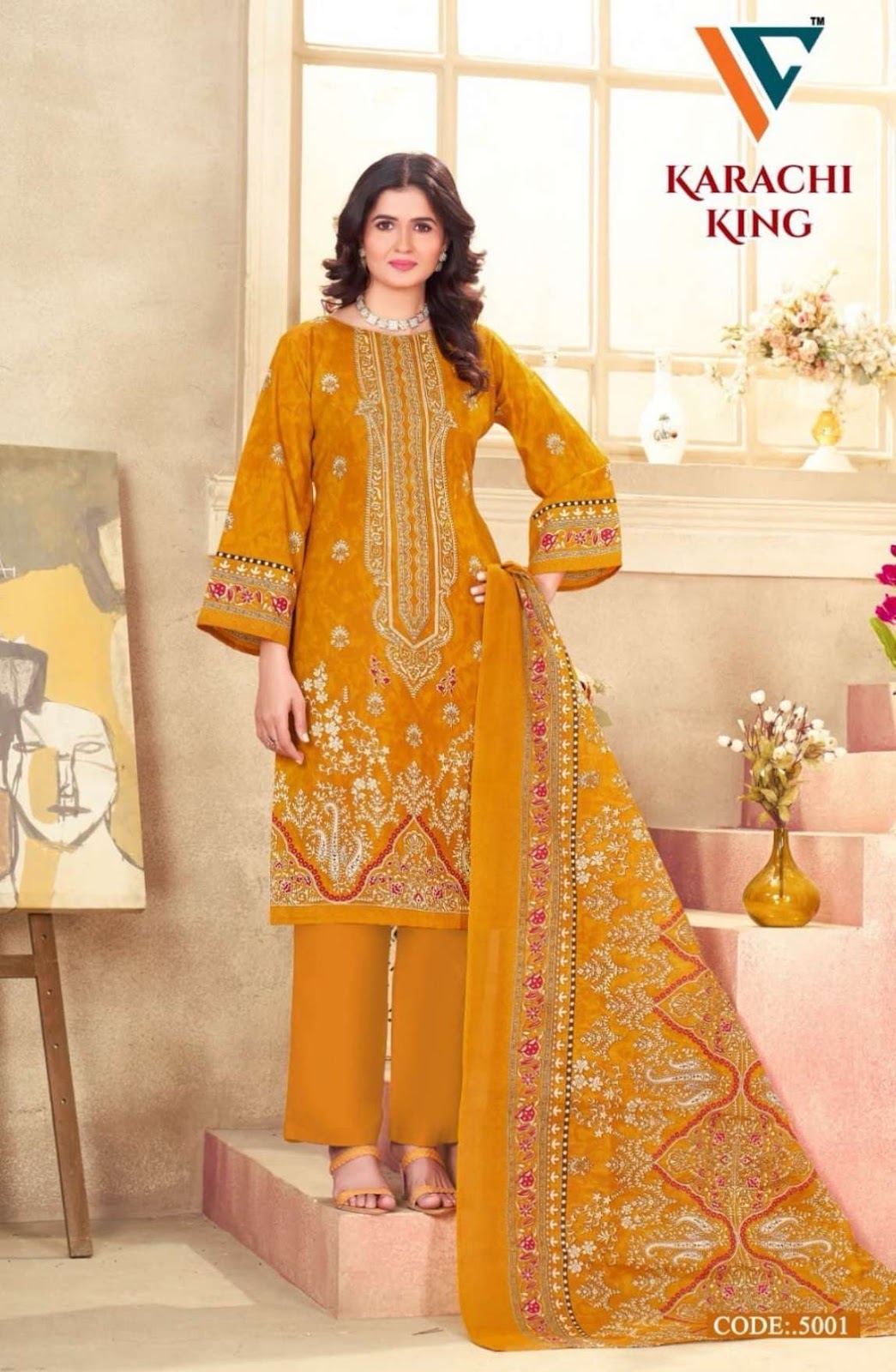 Karachi King Vol 5 Vandana Creation Cotton Pant Style Suits Wholesaler