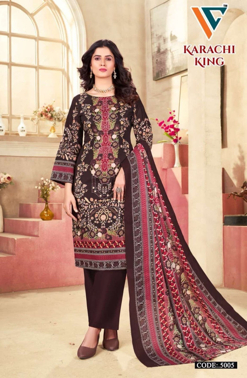 Karachi King Vol 5 Vandana Creation Cotton Pant Style Suits Wholesaler