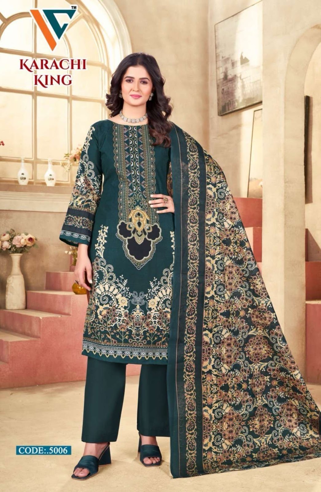 Karachi King Vol 5 Vandana Creation Cotton Pant Style Suits Wholesaler