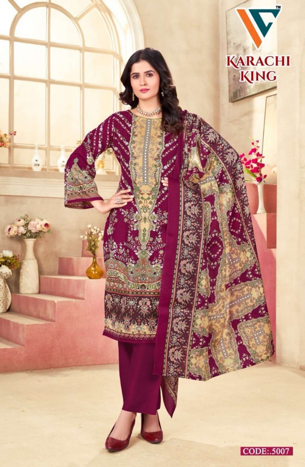 Karachi King Vol 5 Vandana Creation Cotton Pant Style Suits Wholesaler
