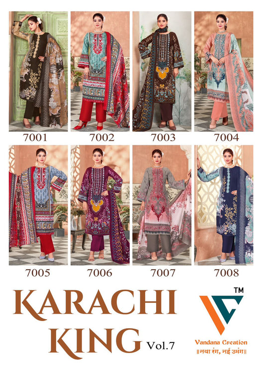 Karachi King Vol 7 Vandana Creation Cotton Pant Style Suits Wholesale Rate