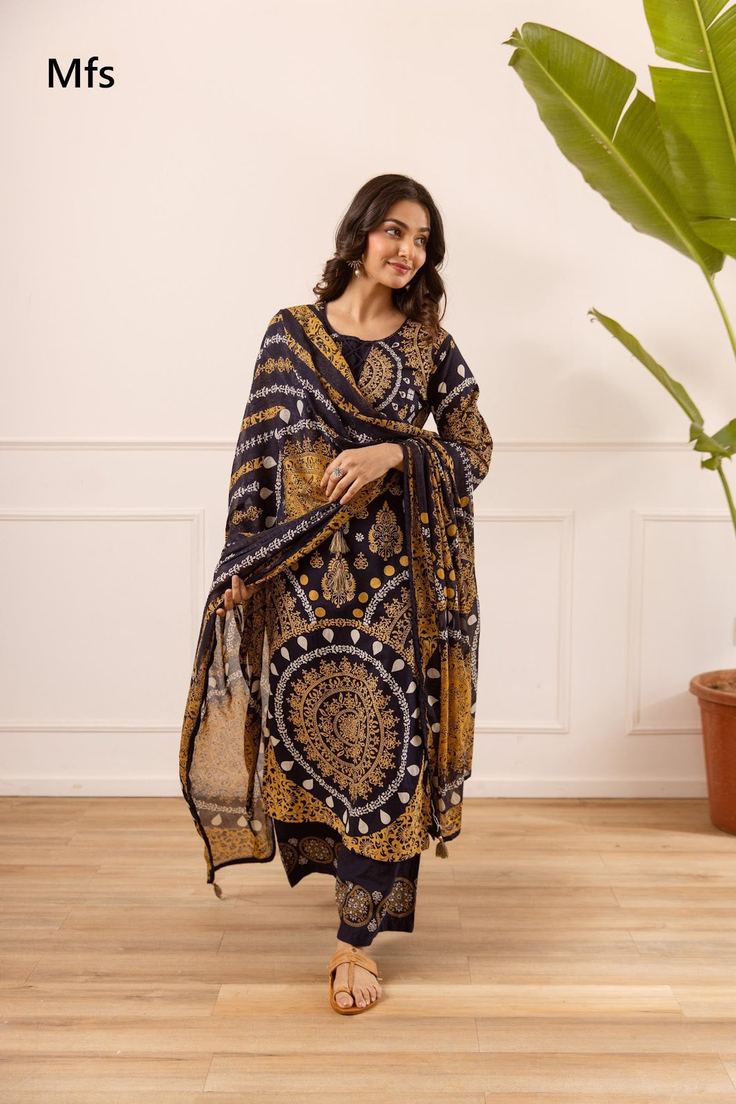 Karachi Style 040926 Mfs Cotton Readymade Plazzo Style Suits Wholesaler