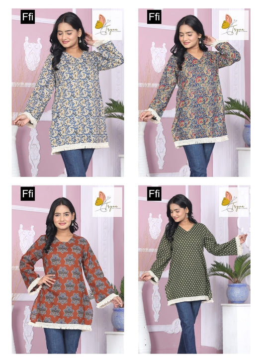 Karachi Style Tryna Ffi Cotton Short Kurtis Supplier Gujarat