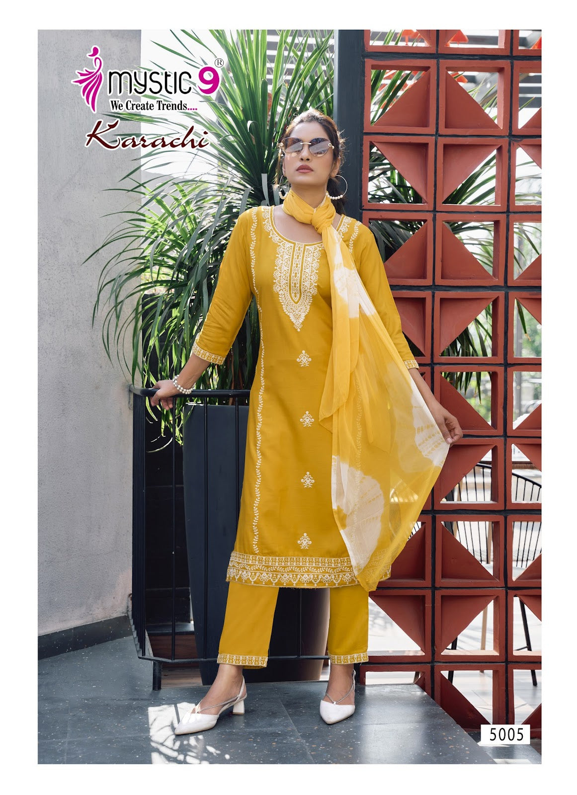 Karachi Vol 5 Mystic 9 Heavy Rayon Readymade Suits Exporter Ahmedabad