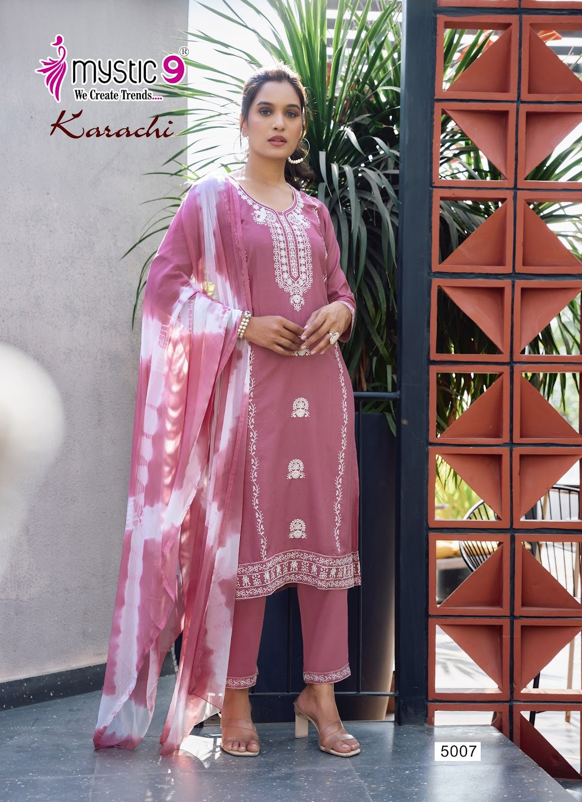 Karachi Vol 5 Mystic 9 Heavy Rayon Readymade Suits Exporter Ahmedabad