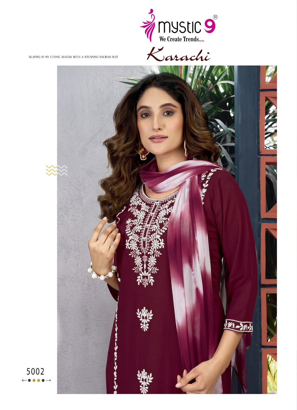 Karachi Vol 5 Mystic 9 Heavy Rayon Readymade Suits Exporter Ahmedabad