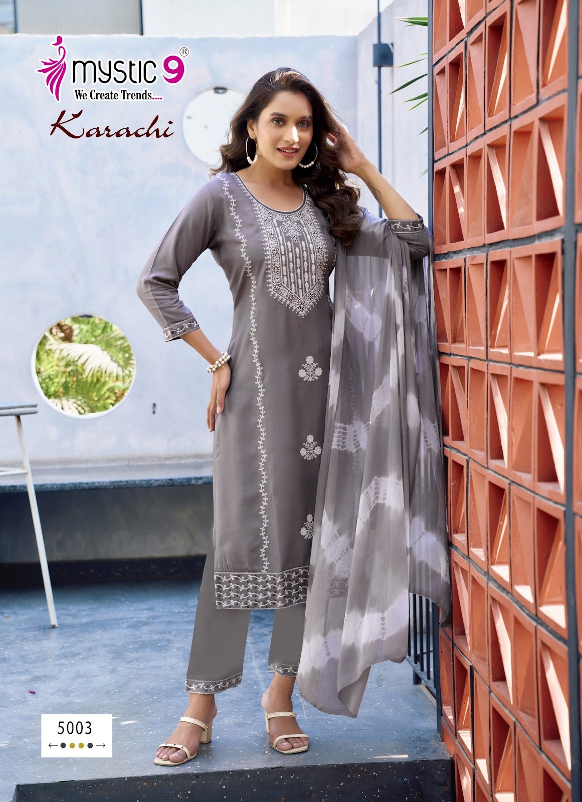 Karachi Vol 5 Mystic 9 Heavy Rayon Readymade Suits Exporter Ahmedabad