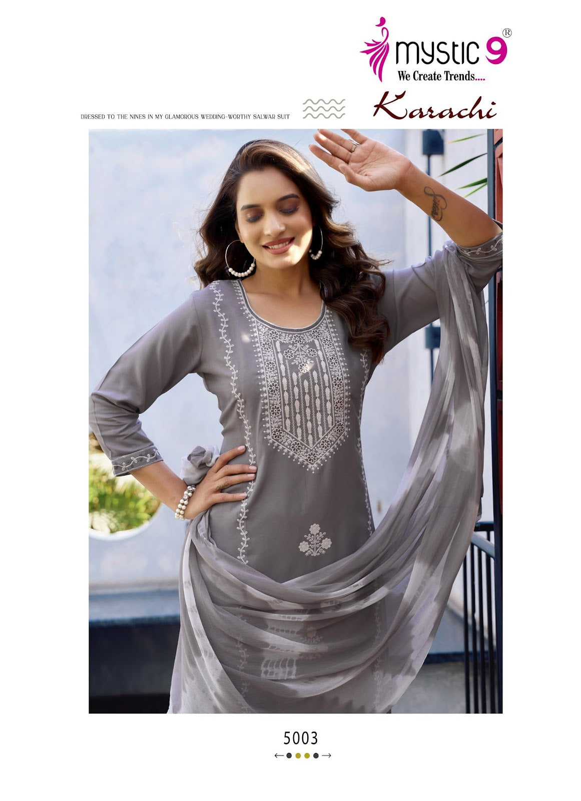 Karachi Vol 5 Mystic 9 Heavy Rayon Readymade Suits Exporter Ahmedabad