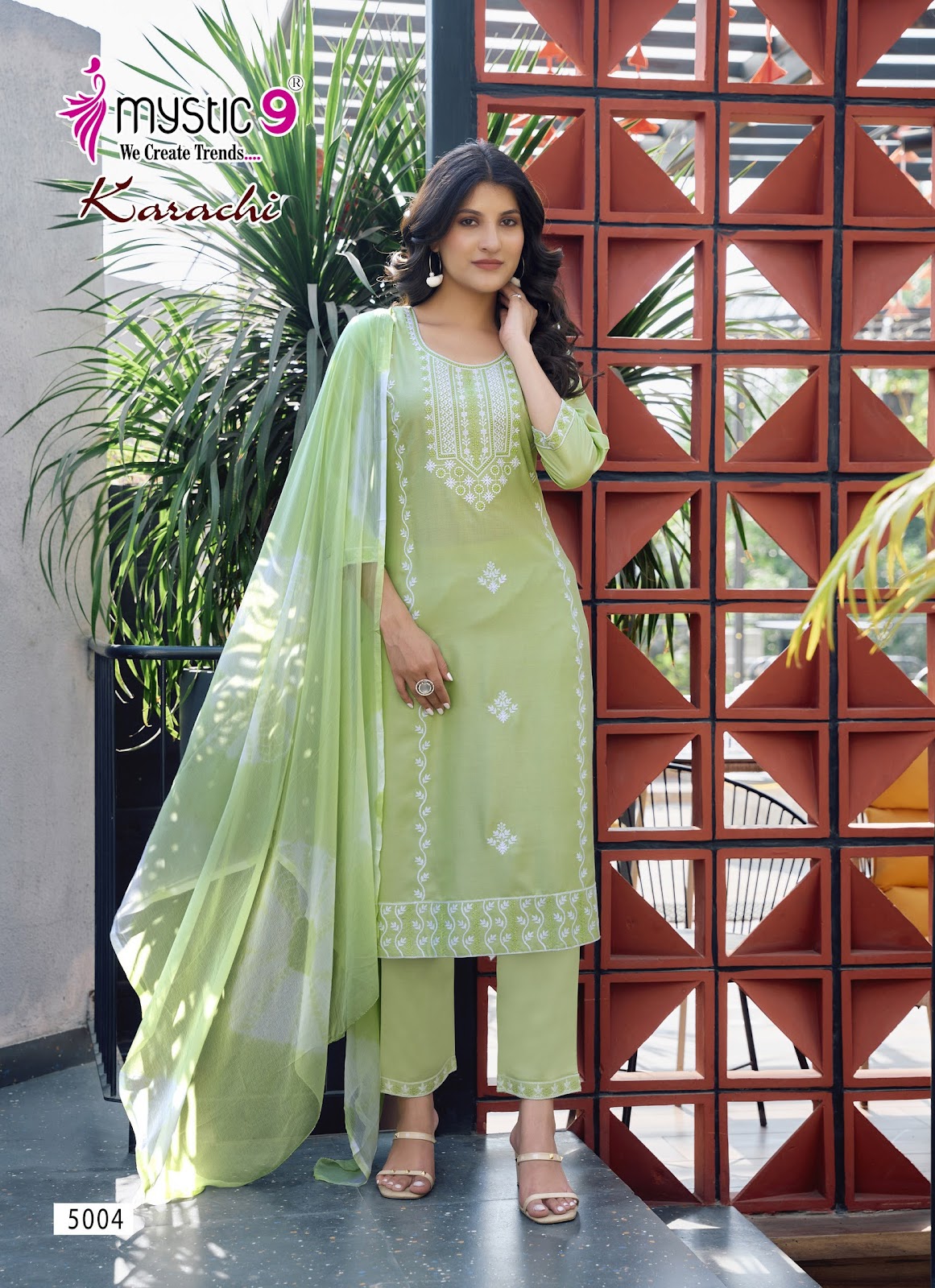 Karachi Vol 5 Mystic 9 Heavy Rayon Readymade Suits Exporter Ahmedabad