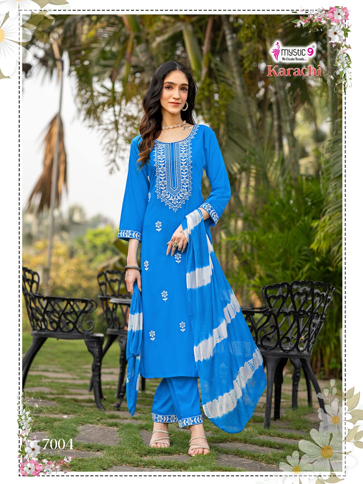 Karachi Vol 7 Mystic 9 Heavy Rayon Readymade Pant Style Suits Supplier Ahmedabad