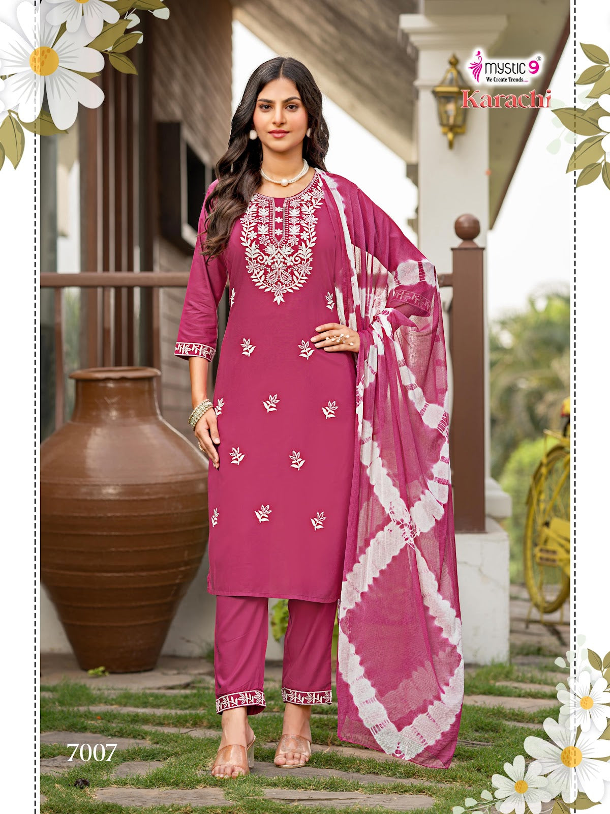 Karachi Vol 7 Mystic 9 Heavy Rayon Readymade Pant Style Suits Supplier Ahmedabad