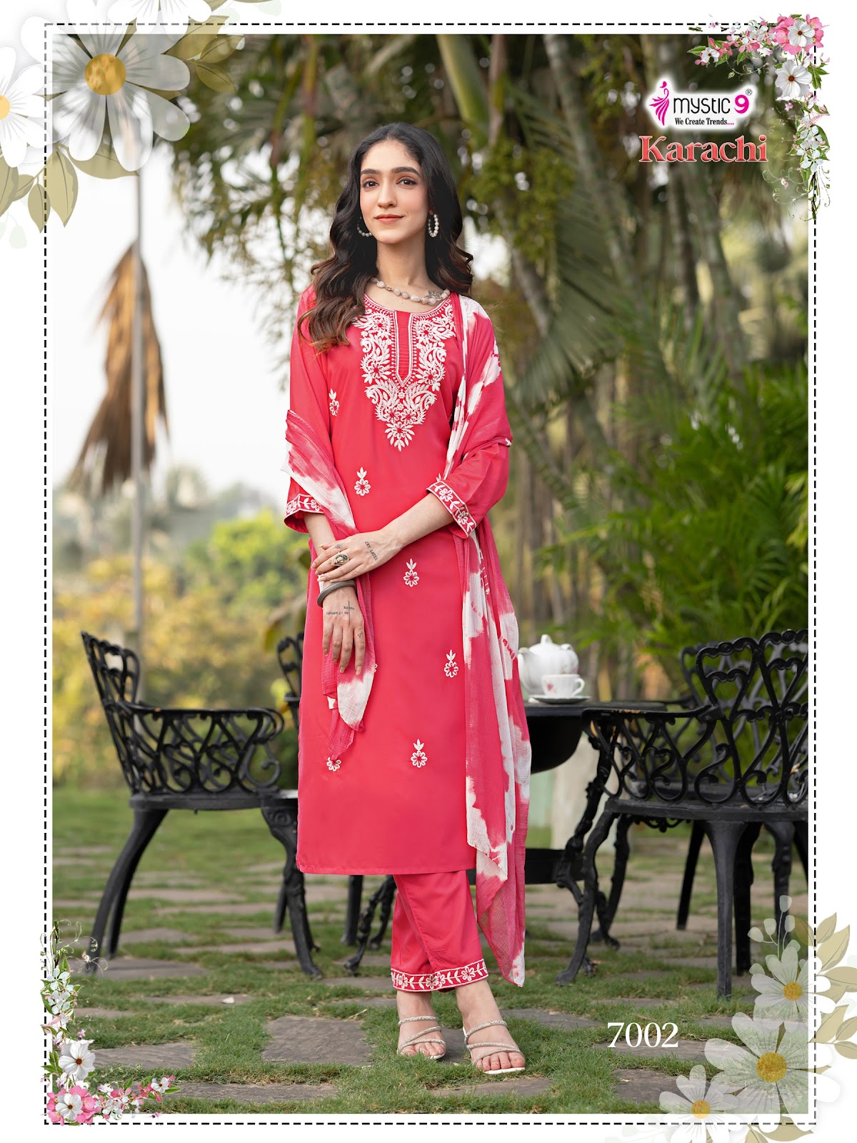 Karachi Vol 7 Mystic 9 Heavy Rayon Readymade Pant Style Suits Supplier Ahmedabad