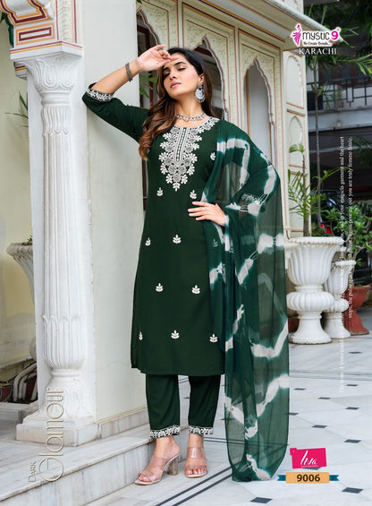 Karachi Vol 9 Mystic 9 Rayon Readymade Pant Style Suits Wholesale Rate