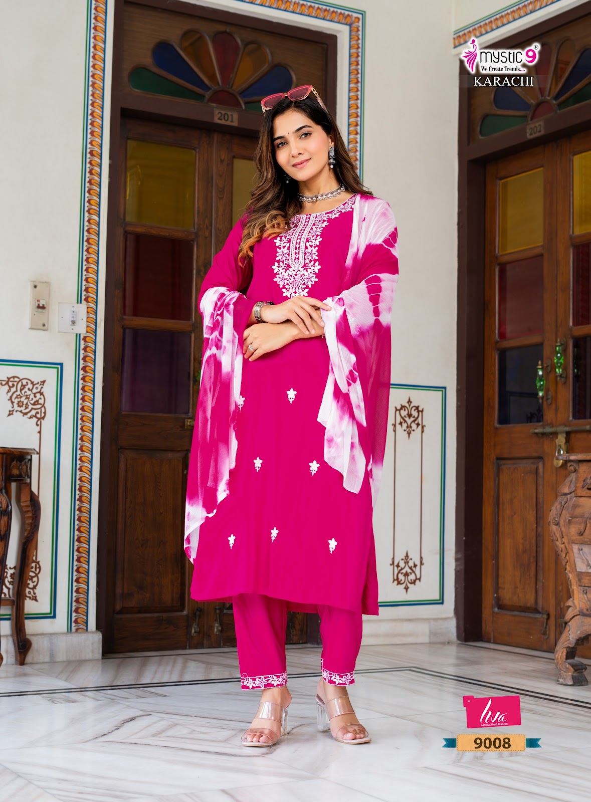 Karachi Vol 9 Mystic 9 Rayon Readymade Pant Style Suits Wholesale Rate