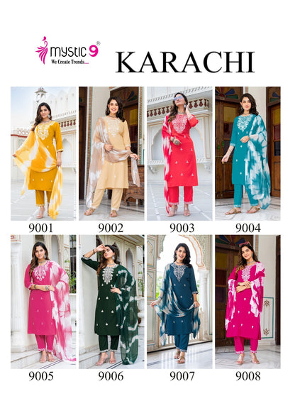Karachi Vol 9 Mystic 9 Rayon Readymade Pant Style Suits Wholesale Rate