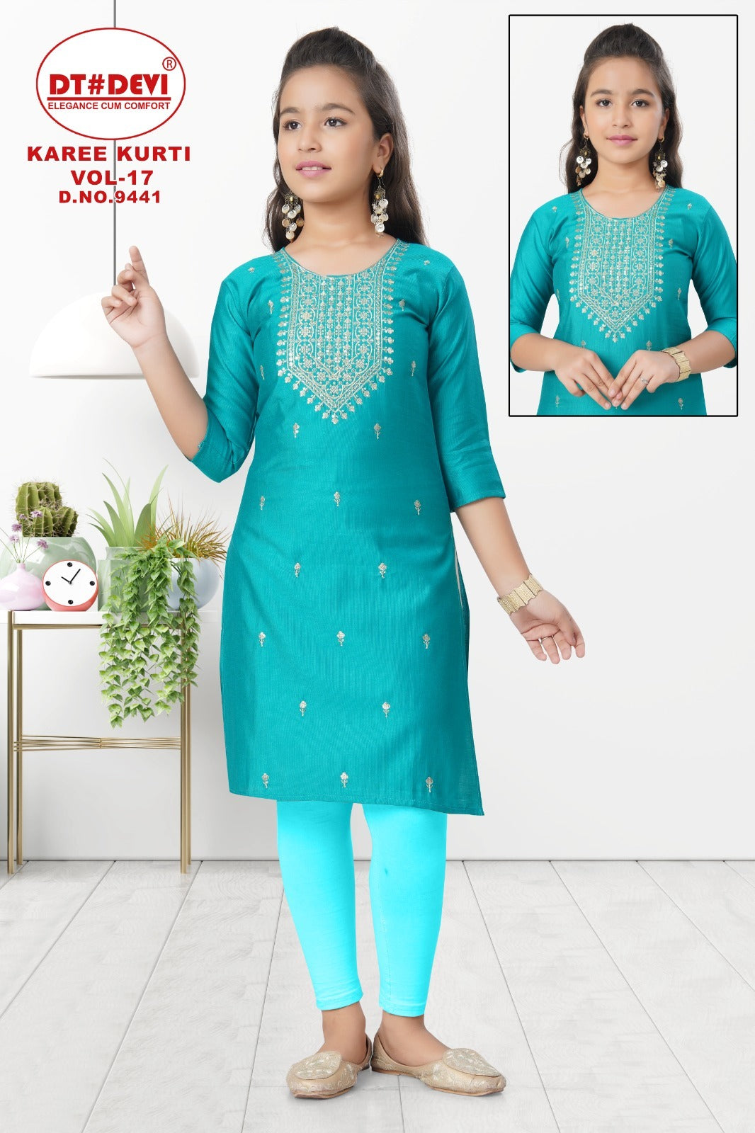 Karee Vol 17 Dn 9441 Dt Devi Gadwal Silk Girls Kurti Wholesaler Gujarat