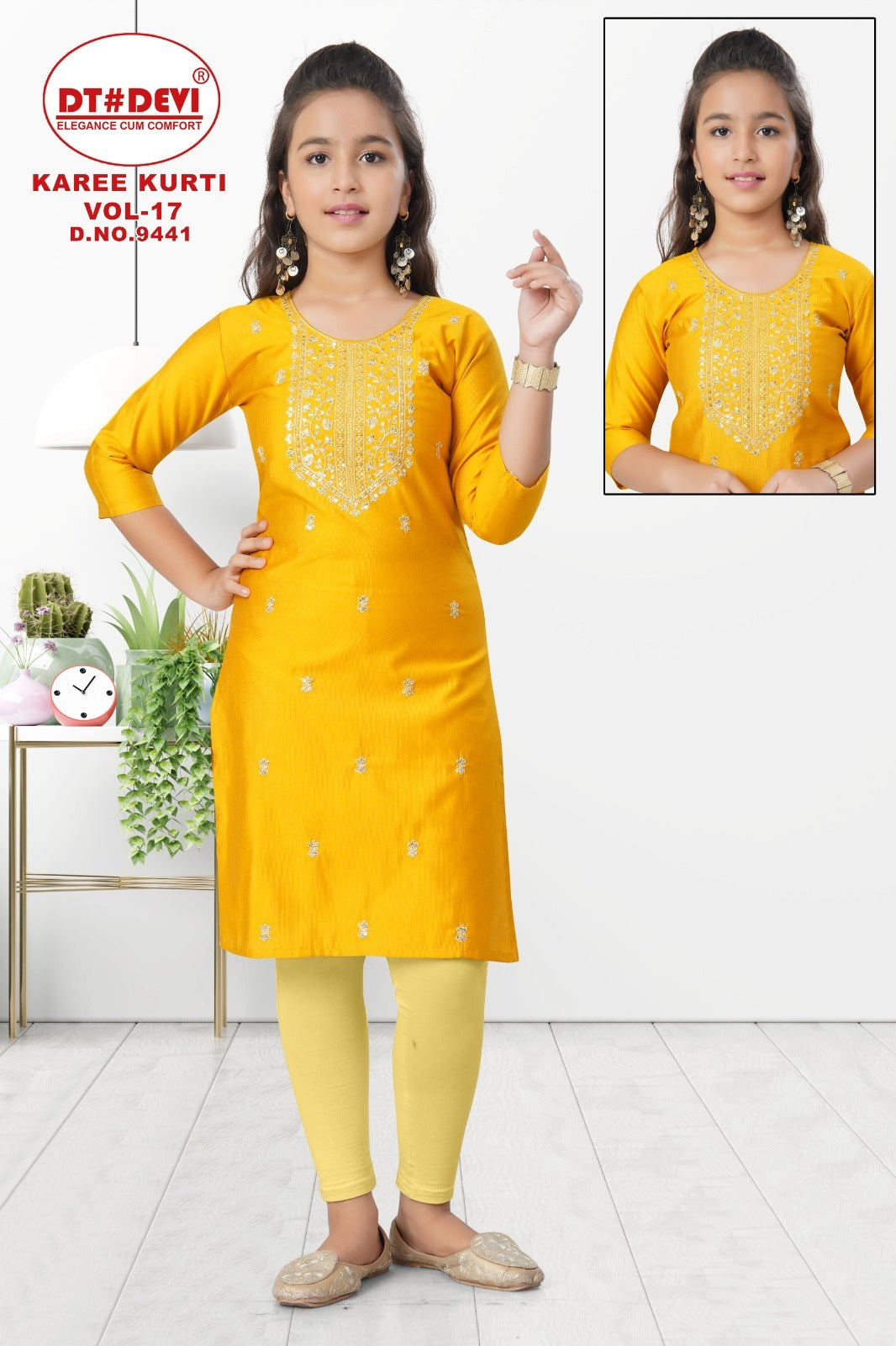 Karee Vol 17 Dn 9441 Dt Devi Gadwal Silk Girls Kurti Wholesaler Gujarat
