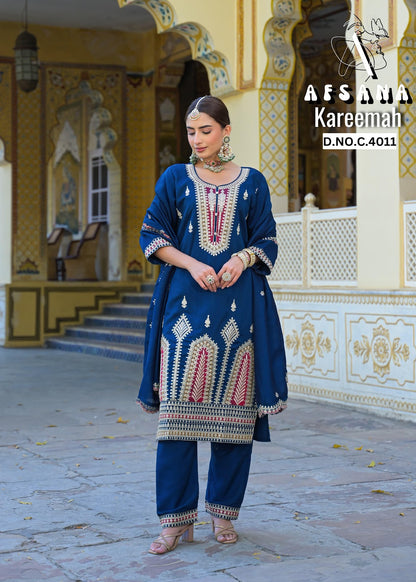 Kareemah Afsana Italian Vichitra Readymade Suits Manufacturer India