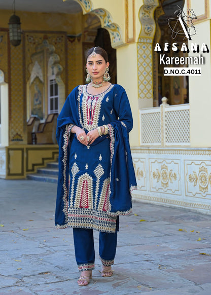Kareemah Afsana Italian Vichitra Readymade Suits Manufacturer India
