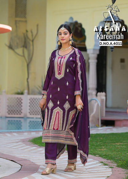 Kareemah Afsana Italian Vichitra Readymade Suits Manufacturer India