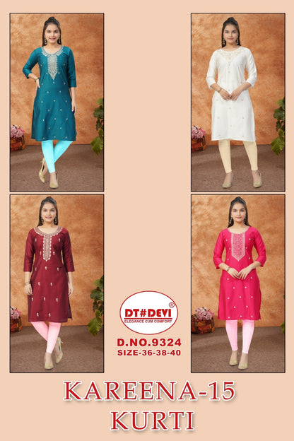 Kareena-15 Dn 9324 Dt Devi Gadwal Silk Girls Kurti Exporter India