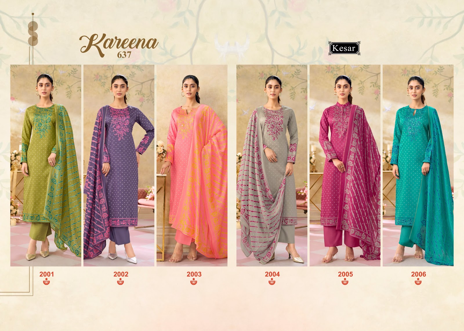 Kareena 637 Kesar Jam Satin Karachi Salwar Suits Wholesaler Gujarat