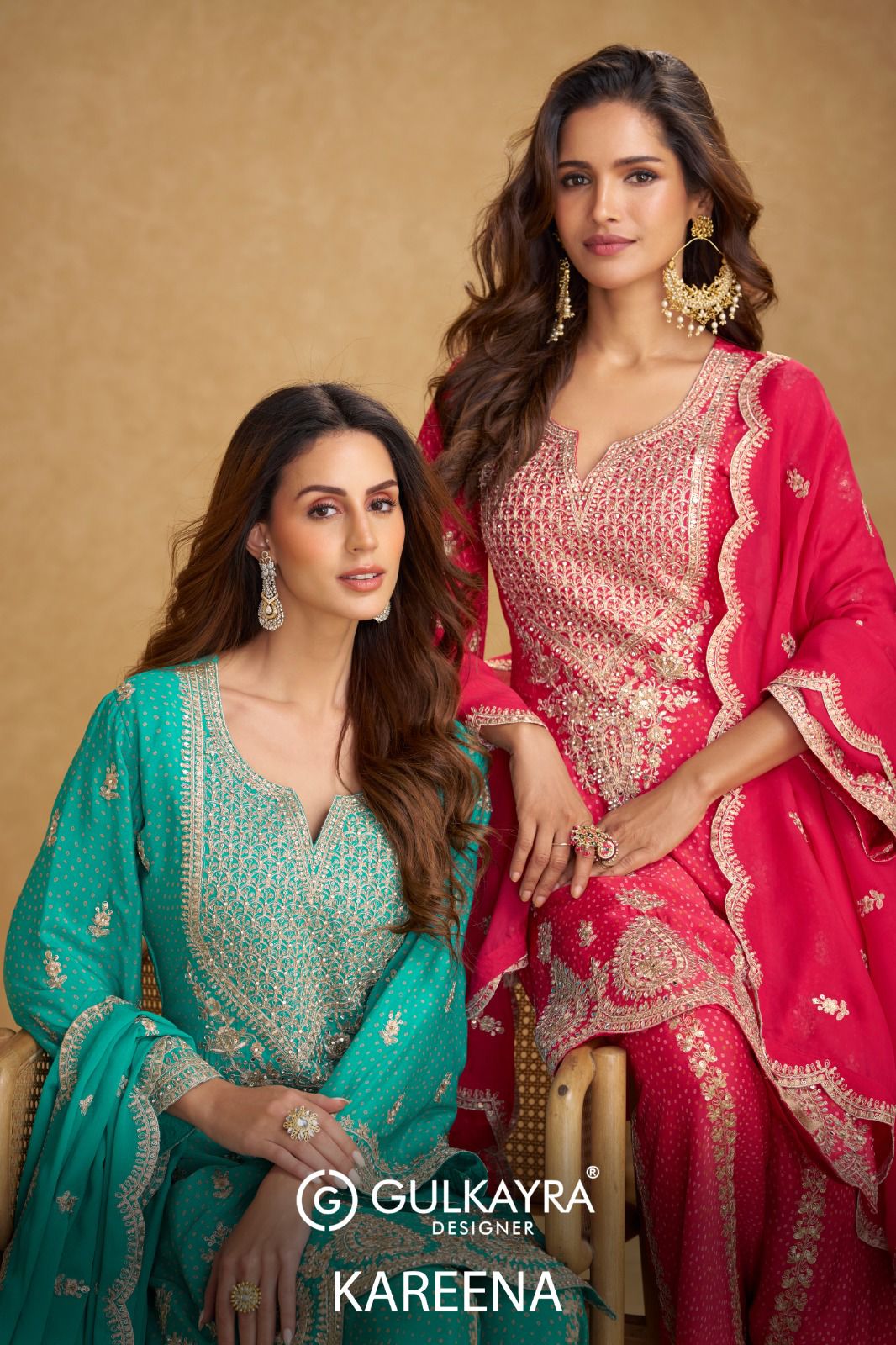 Kareena Gulkayra Designer Chinnon Readymade Plazzo Style Suits Manufacturer Gujarat