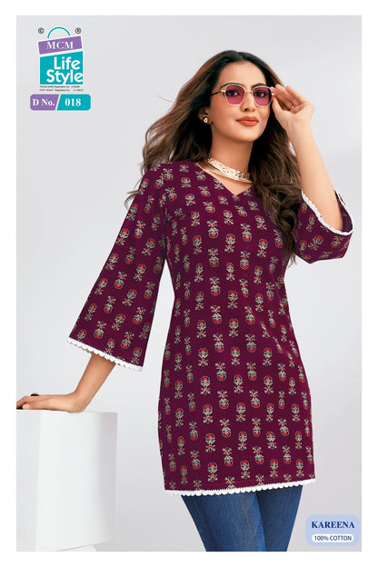 Kareena Mcm Lifestyle Cotton Short Kurtis Manufacturer