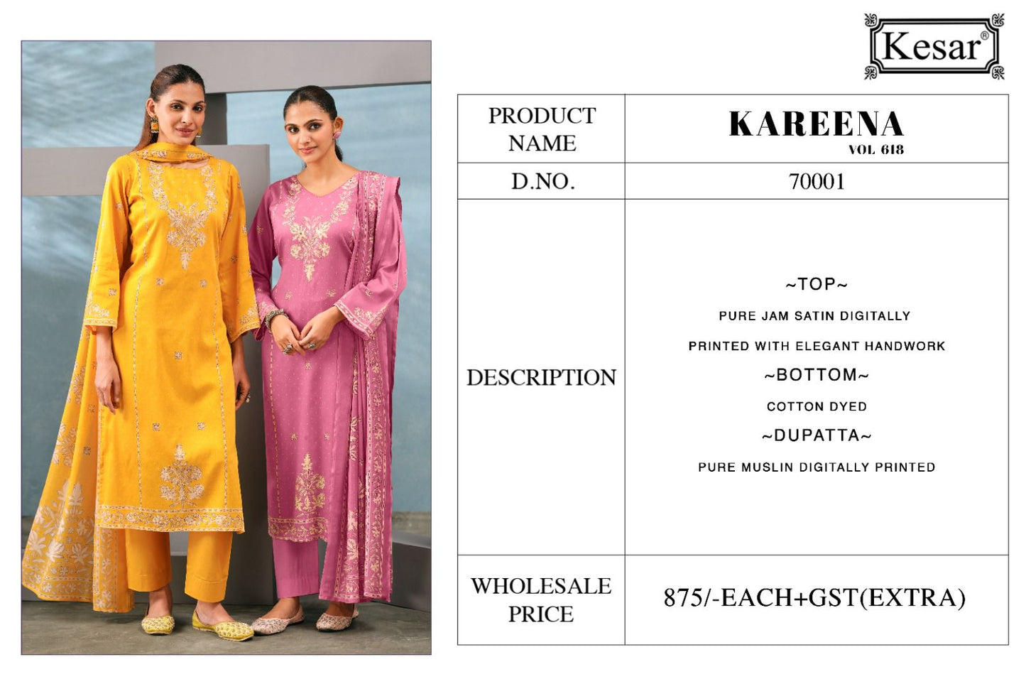 Kareena Vol 618 Kesar Jam Satin Karachi Salwar Suits Wholesaler Gujarat
