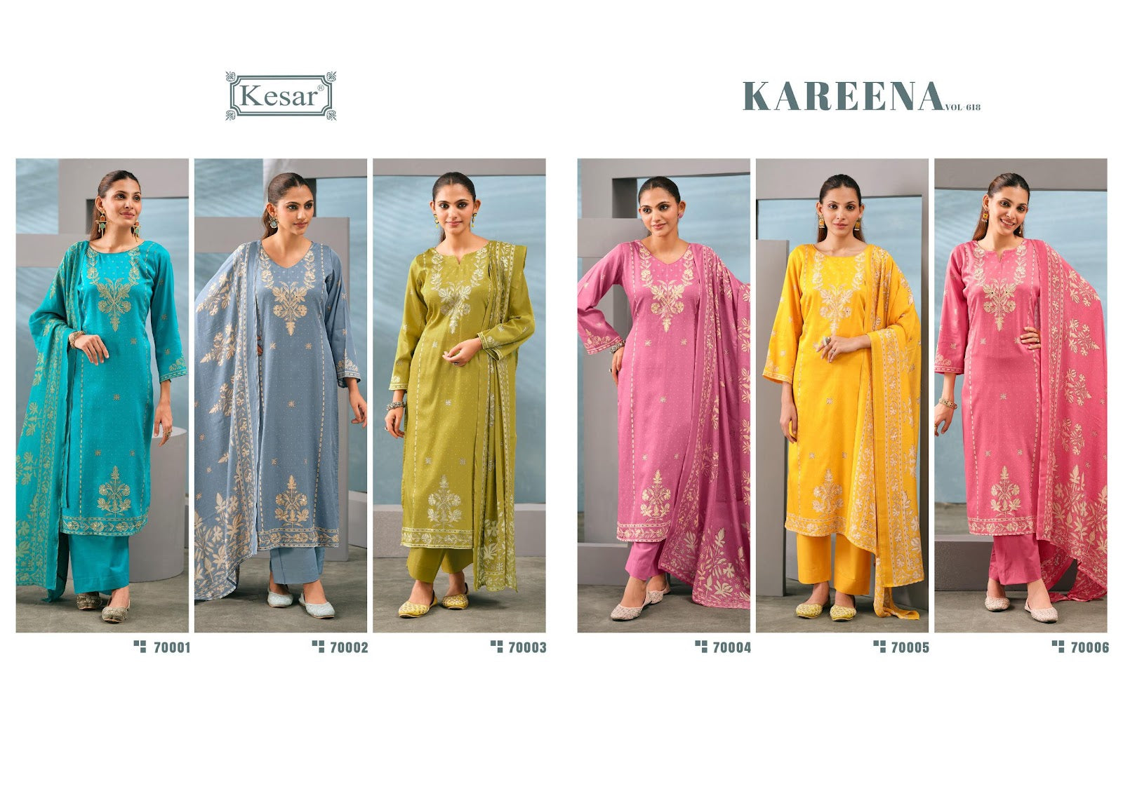 Kareena Vol 618 Kesar Jam Satin Karachi Salwar Suits Wholesaler Gujarat