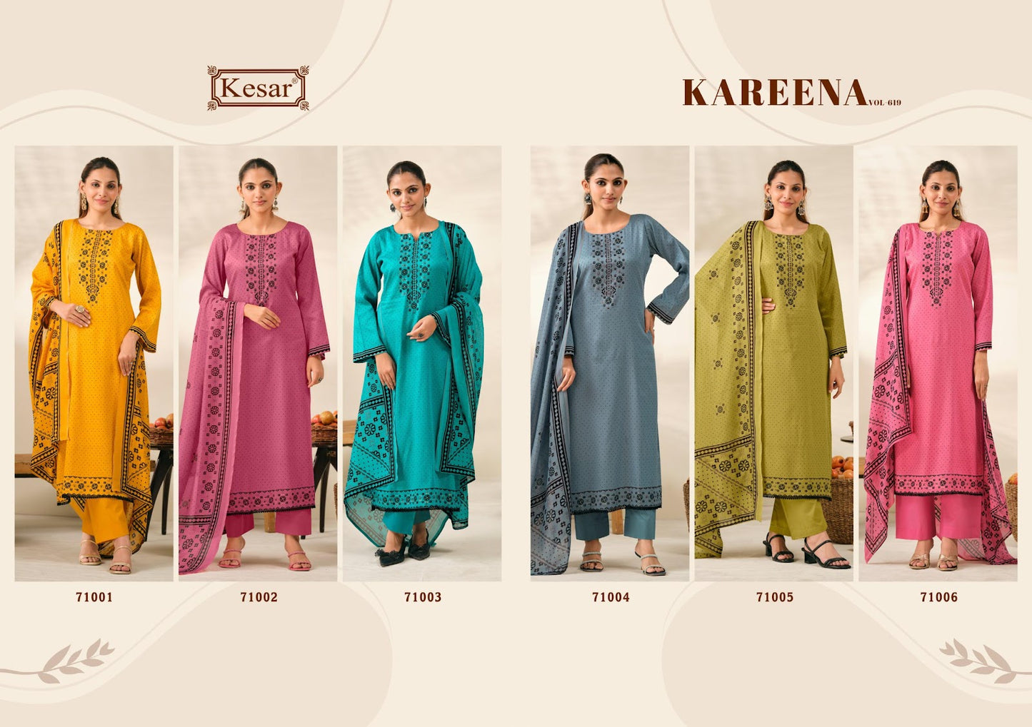 Kareena Vol 619 Kesar Jam Satin Karachi Salwar Suits Wholesale