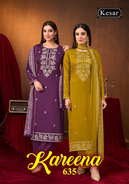 Kareena Vol 635 Kesar Jam Satin Karachi Salwar Suits Wholesaler Ahmedabad