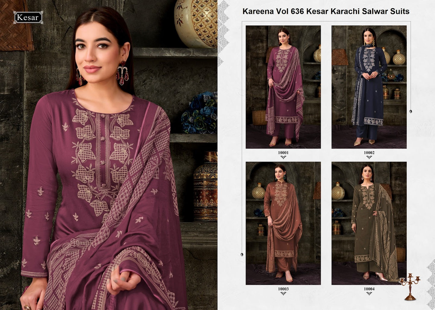 Kareena Vol 636 Kesar Jam Satin Karachi Salwar Suits Exporter
