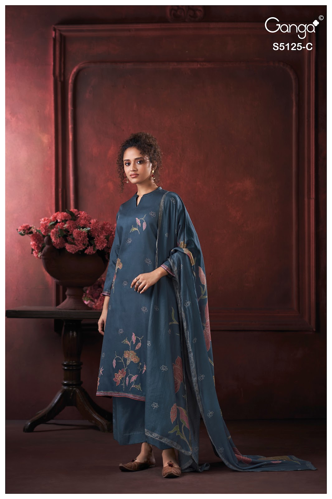 Karina S5125 Ganga Cotton Satin Plazzo Style Suits Wholesaler Ahmedabad