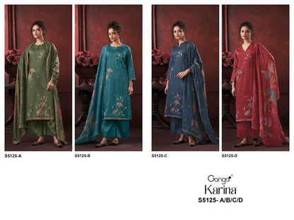 Karina S5125 Ganga Cotton Satin Plazzo Style Suits Wholesaler Ahmedabad