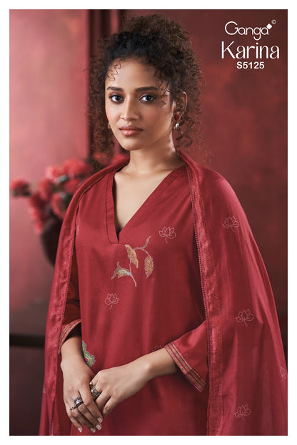 Karina S5125 Ganga Cotton Satin Plazzo Style Suits Wholesaler Ahmedabad