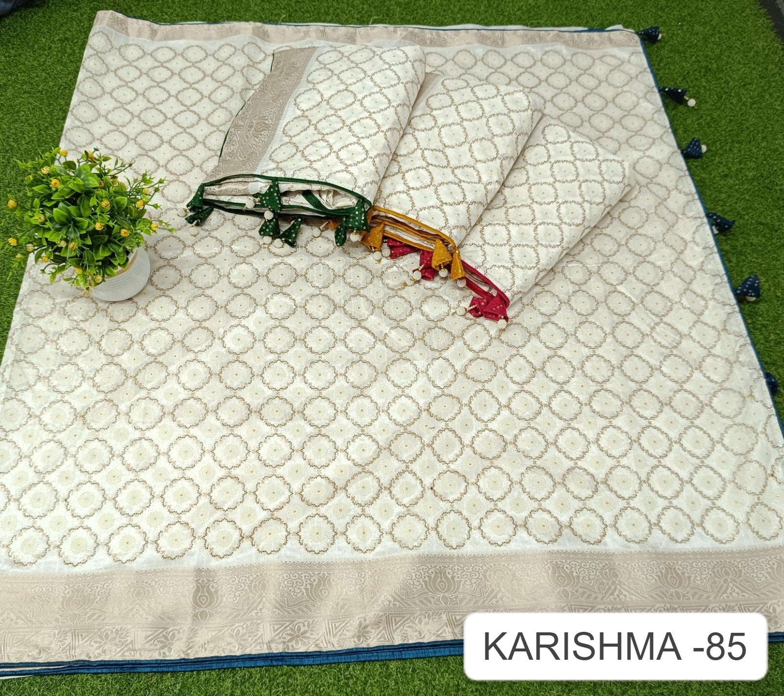 Karishma 85 White Kalpveli Spun Cotton Sarees Wholesaler India
